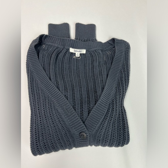 Amalfi Open Stitch Cotton Cardigan, color gray - Picture 8 of 12